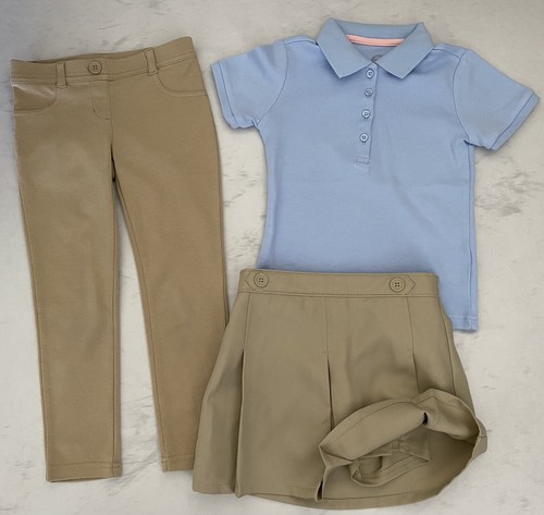 Lot Of Girls School Uniform Pants T-shirt Skirt Tan Size 5 - Picture 2 of 13