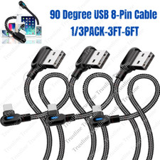 1/3Pack 90 Degree Right Angle Fast Charger Cable For iPhone 14 13 12 11 XR 8 7 6