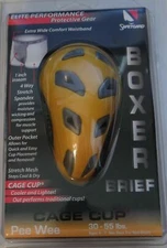 Safe-T-Gard white/gray boxer Brief with Cage yellow/gray Cup Pee Wee,age 4-7