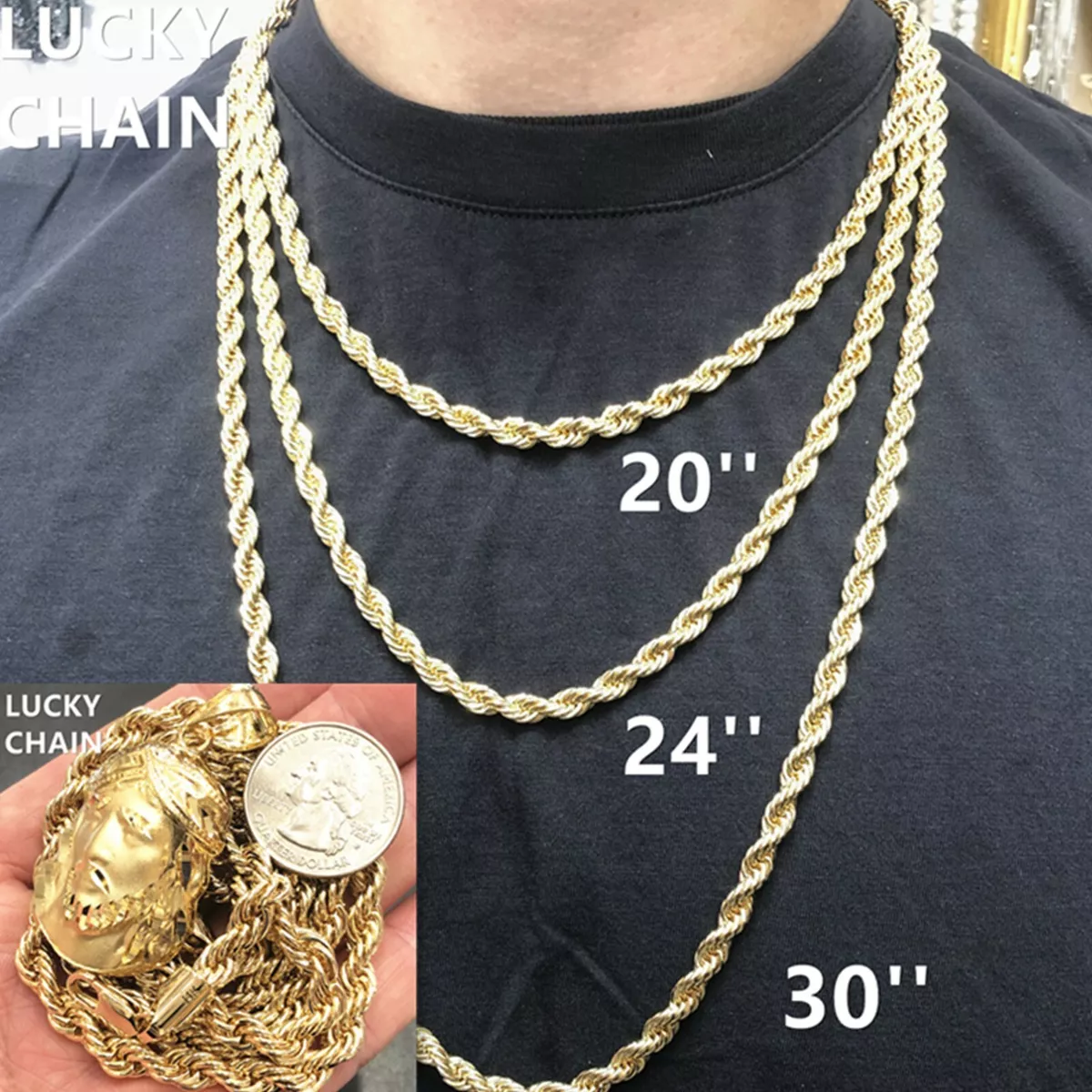 Gold plated rope chain sale