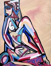 CORBELLIC EXPRESSIONISM 16X20 CURVED NUDE CUBIST FINE ART HOME INTERIOR DESIGN