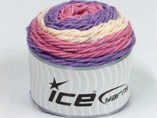 2-Skein Lot Cakes Yarn Light Acrylic 2x140g/225m Lilac Rose Pink Cream