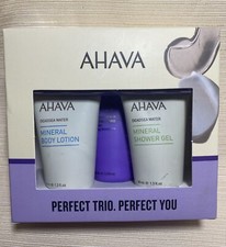 Ahava Perfect Trio Mineral Hand Cream Body Lotion Shower Gel Set BRAND NEW