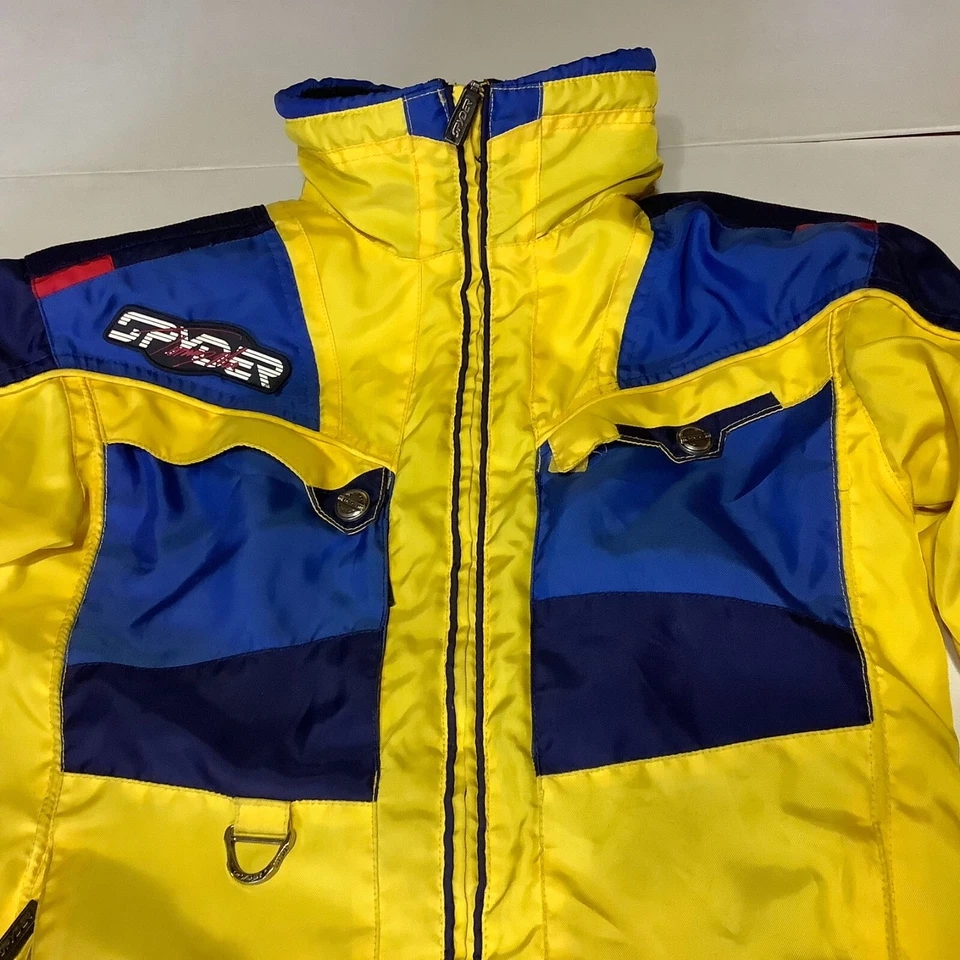 Kid's Vintage Spyder Tommy Moe Ski Jacket Size 10 Yellow Multicolor - Image 4 of 4