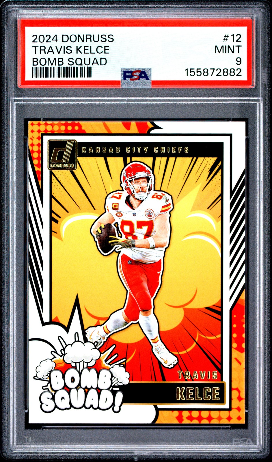 2024 PANINI DONRUSS BOMB SQUAD #12 TRAVIS KELCE PSA 9