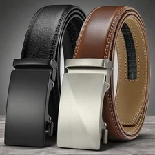 Leather Mens  Ratchet Belt Belts For Men Adjustable Automatic Buckle ( 1 Pack )
