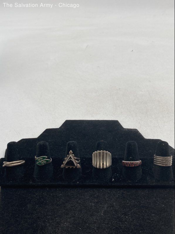 Lot Of 6 925 Sterling Silver Fine Jewelry Designer Band Rings Size 7 33.22g
