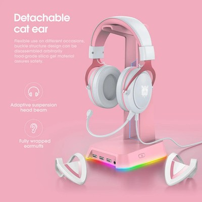 ONIKUMA X10 Gaming Headphones with Detachable Cute Cat Ear RBG Lighting Gaming H