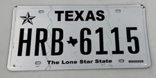 Texas Expired Auto License Plate The Lone Star State Texas Star Plate #HRB 6115