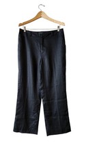 Lauren Ralph Lauren Linen Pants Womens Black Wide Leg Trouser Lined Size-12P