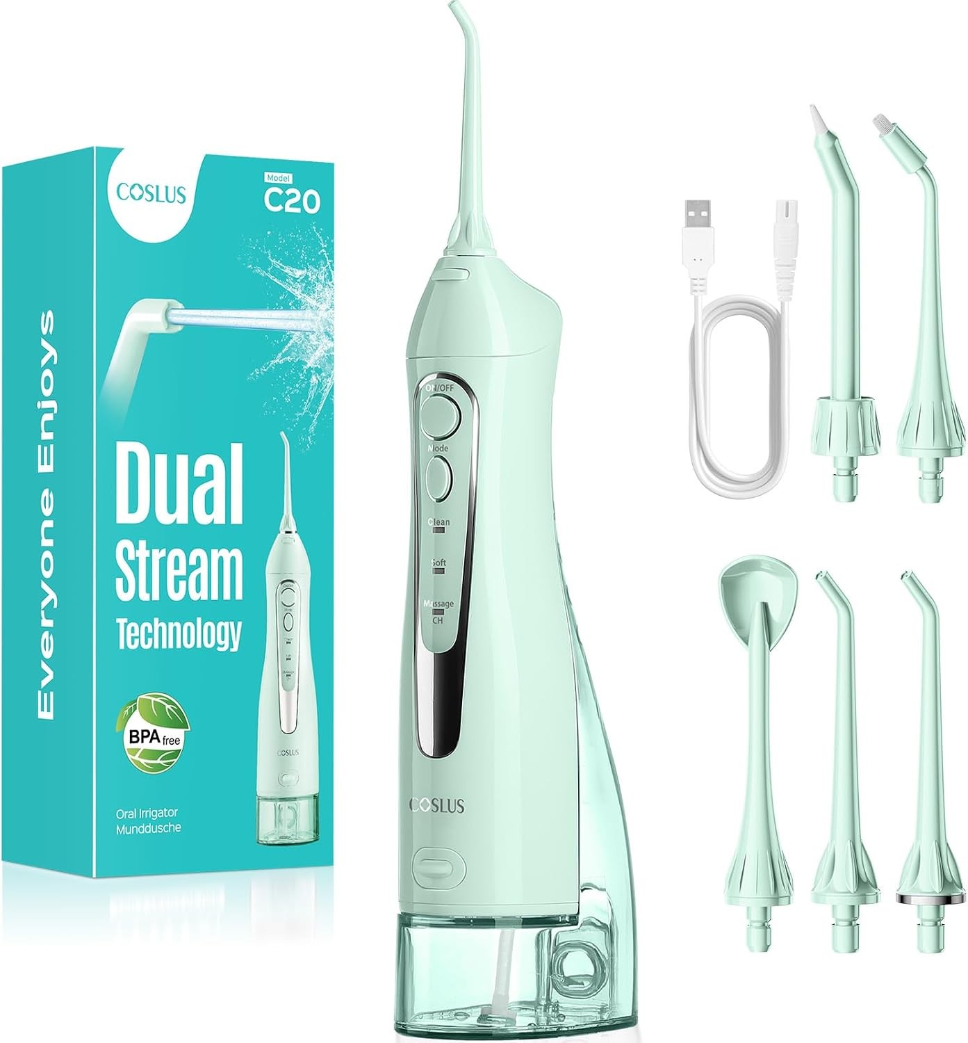 Cordless Water Dental Flosser Teeth Pick 300ML Rechargeable IPX7 Portable