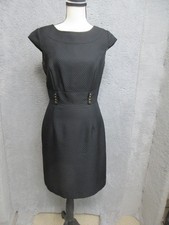 Tahari Arthur S Levine Dress Womens 4 Black Jacquard Sheath Studded Waist