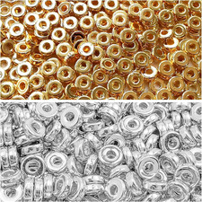 Amaney 6mm Silver and Gold Flat Round Spacer Beads for Jewelry Making DIY Bracel