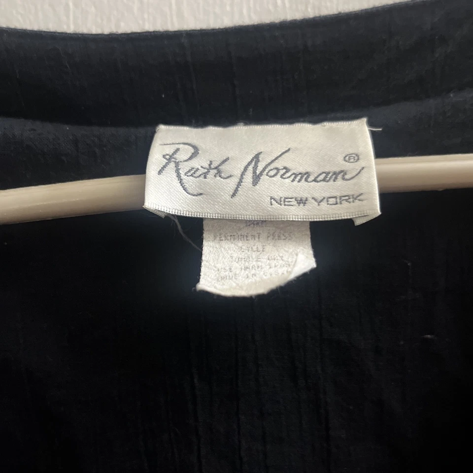 Vestido Ruth Norman L Vintage Manga Corta 100% Algodón, Abotonado, Negro Foto 3 de 4