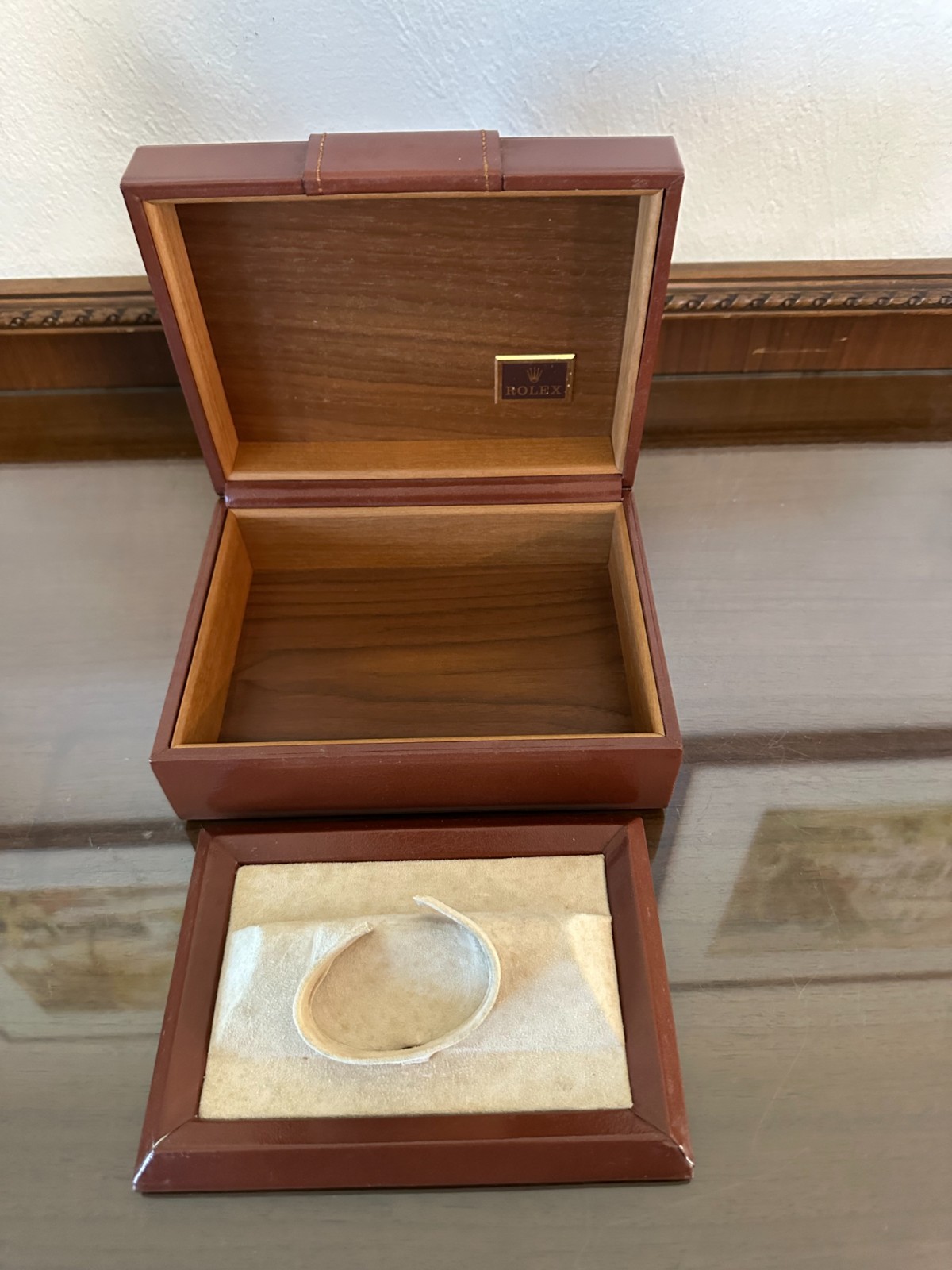 Vintage Rolex Day-Date Watch Box Case 71.00.02 Brown Wood w/ Outer Box *READ*