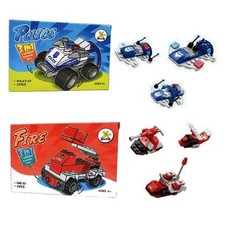 Police Car & Fire Engine 3 in 1 Building Block Brick Kits