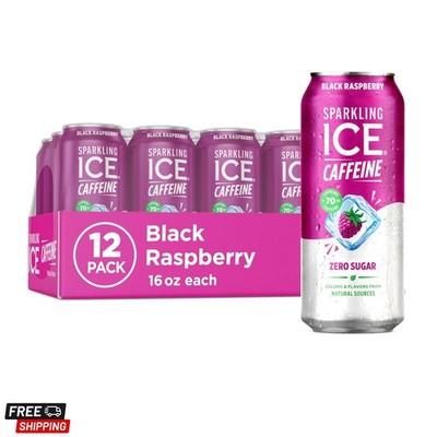 Energizing Black Raspberry Sparkling Water with Antioxidants - 12 Cans, 16 Fl Oz