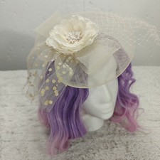 Cream Floral Fascinator Hair Clip Bridal Wedding Kentucky Derby Tea Party Womens