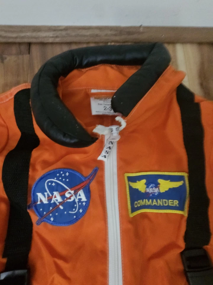Disfraz de astronauta de la NASA Halloween para niño talla 2-3 naranja vuelo espacial mono Foto 2 de 4