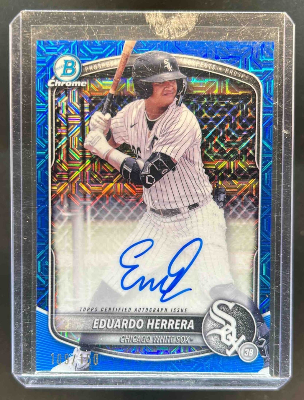 2025 Bowman Eduardo Herrera Chrome Prospect Auto Mega Box Blue Refractor #/150