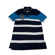 Tommy Hilfiger Polo Shirt Mens XL Blue Good Striped Custom Fit Colorblock 85