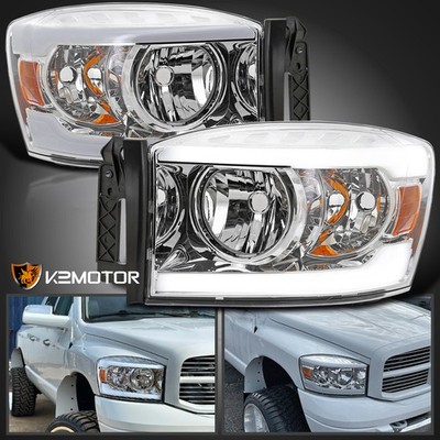 Fits 2006-2008 Dodge Ram 1500 2500 3500 LED Tube Headlights Headlamps Left+Right