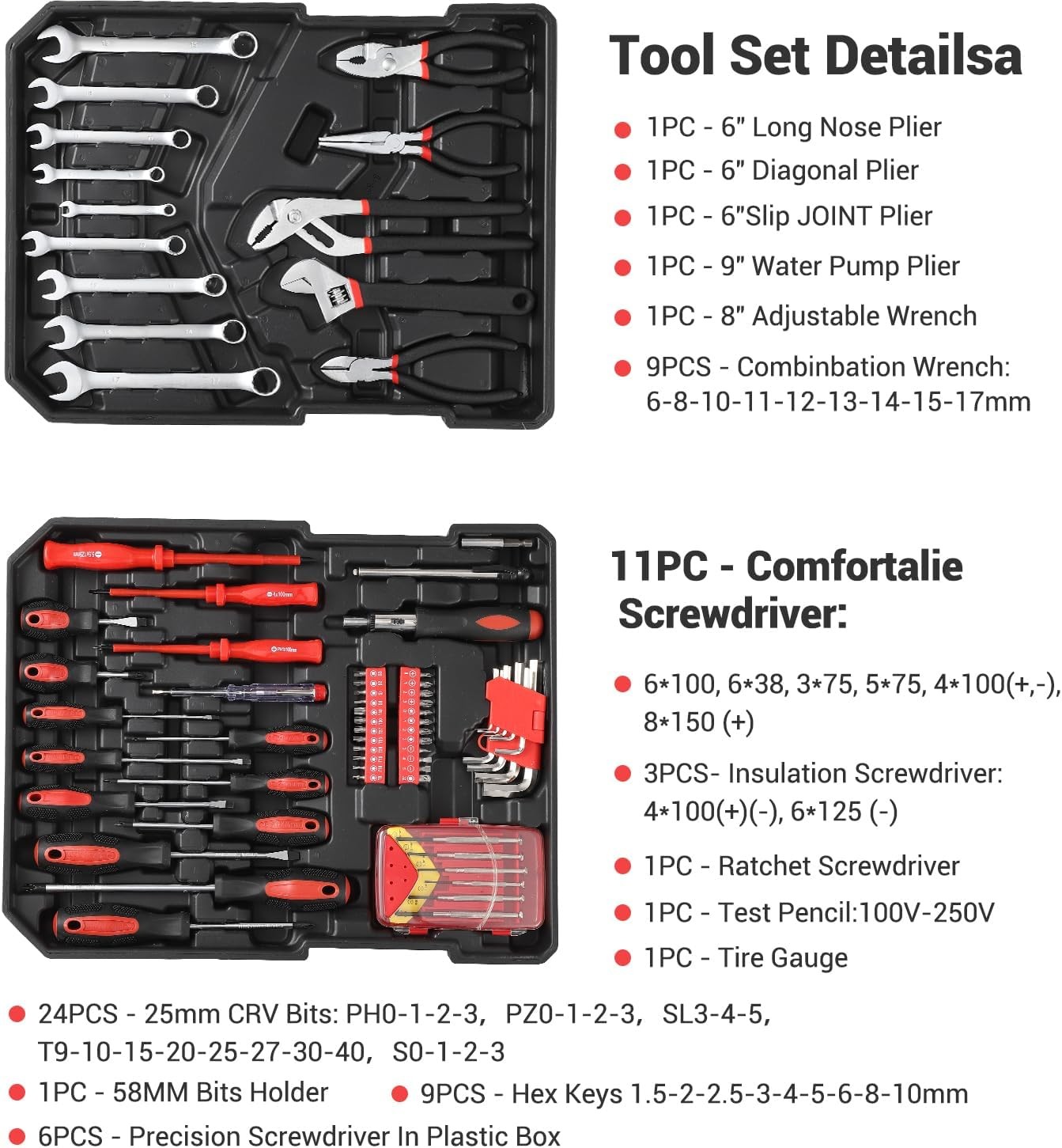 800 PCS Tool Set Mechanics Tool Kit Wrenches Socket Repair Tool Trolley Case Box