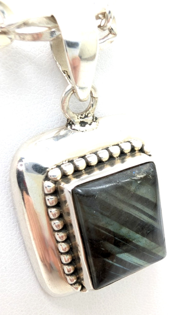Sterling Silver 925 Labradorite Rectangular Cboch… - image 8
