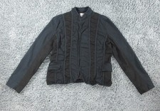Chico's Jacket Womens 1 US S/8 Black Floral Striped Long Sleeve Hook & Eye