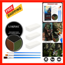 Black Brown Green Face and Body Paint Blendable Foundation with Sponge and Brush