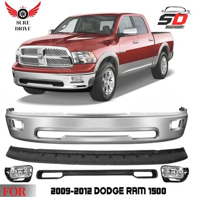 Front Bumper Chrome Steel & Fog Light Assembly Kit For 2009-2012 Dodge Ram 1500