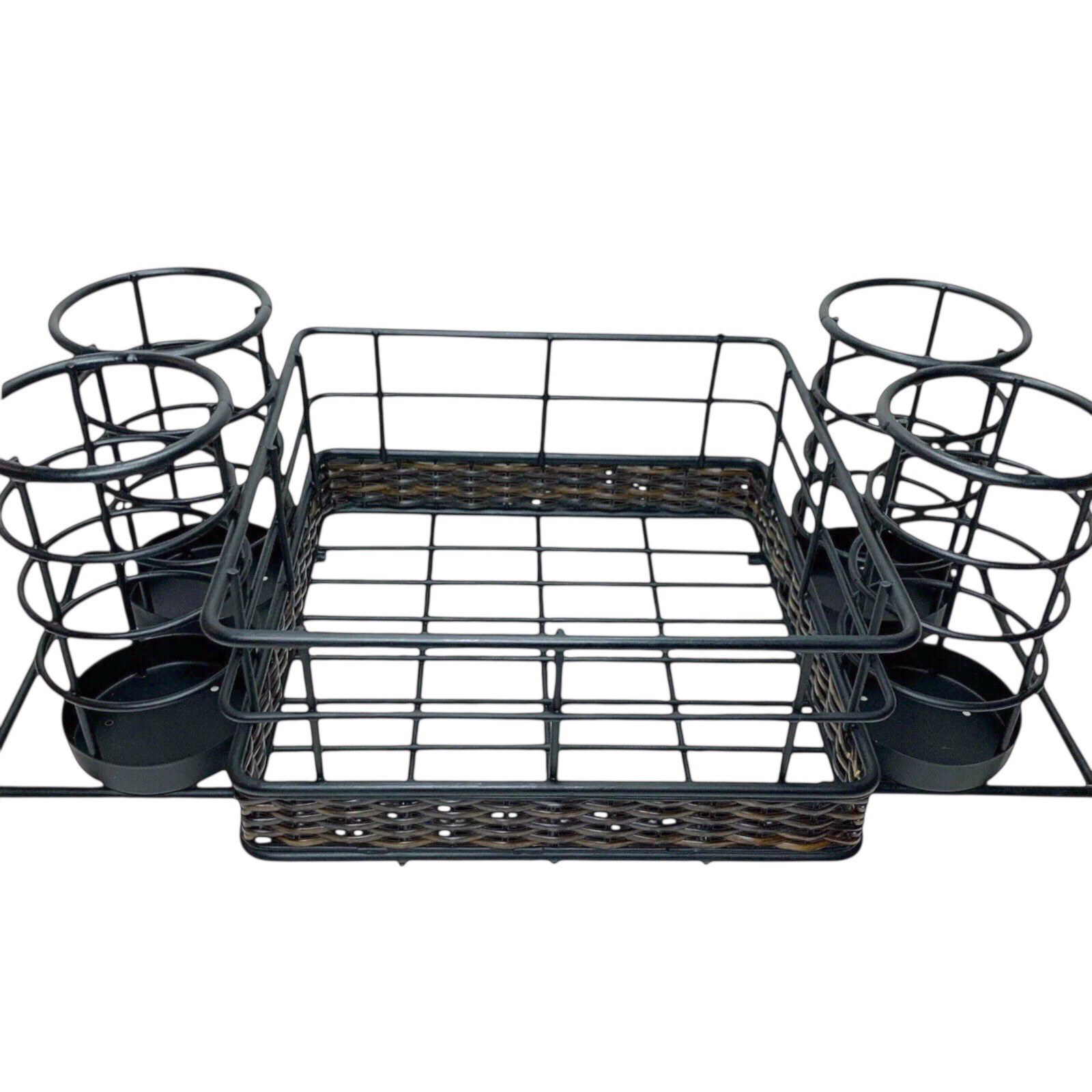 Black Metal Utensil Organizer Napkin Holder BBQ Caddy