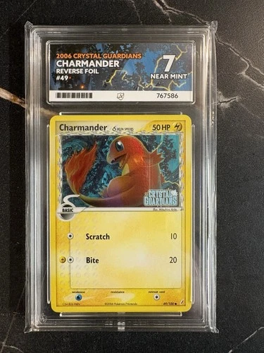 Pokemon Charmander - 49/100 Reverse Holo Common - Unlimited - Ace Grading 7 - NM