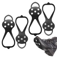 5 Spikes Crampons, 4 Pcs Ice Cleats for Shoes and Boots, Anti-Slip Ice Spikes