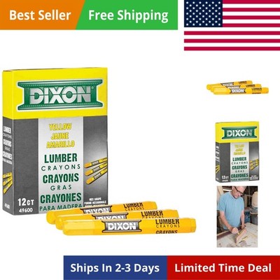 Industrial Lumber Marking Crayons, 4.5'' x 1/2'' Hex, Yellow, 12-Pack X49600