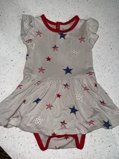 Kyte Baby Twirl Bodysuit Dress size 6-12 months liberty stars bamboo