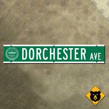 Boston Massachusetts Dorchester Avenue street road sign city seal 33x6