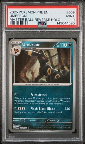 2025 POKEMON PRE EN-PRISMATIC EVOLUTIONS MASTER BALL REVERSE HOLO UMBREON PSA 9