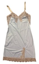 Vintage 60s Blue Slip Dress Sears Non-Cling Lace Chiffon Nylon Soft Romantic 32