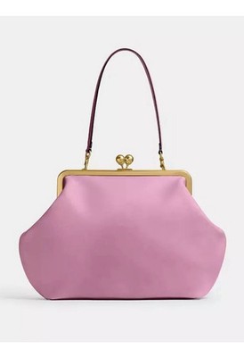 NWT Coach Large Kiss Lock Frame Shoulder Bag Pink Gold Hardware