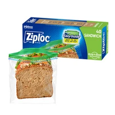Ziploc Sandwich Bags 40 Count EasyGuide Seal BPA Free Food Storage Bags