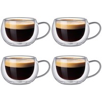 140Ml Doppelwandige GläSer Mit Henkel ThermogläSer Tee Kaffee Tassen Glas 4X Set