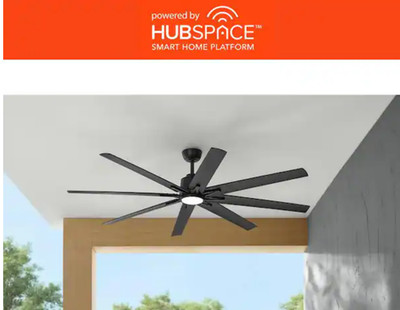 Home Decorators Kensgrove II 72 in. Smart Indoor/Outdoor Matte Black Ceiling Fan