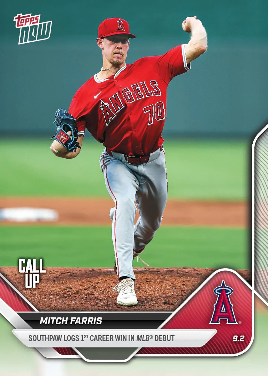 Mitch Farris Call Up RC Win in Debut Angels 2025 MLB Topps NOW