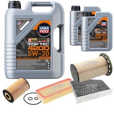 FEBI BILSTEIN Inspektionspaket 7L Liqui Moly Top Tec 4200 5W-30 für VW Passat