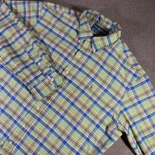 Ralph Lauren Custom Fit Plaid Button Down Shirt Mens XL Blue Green