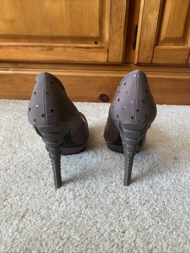 RACHEL ROY Heels Pumps Hearts Brown Purple Platform Stiletto Sz 8.5 Shoes Studs - Picture 4 of 9