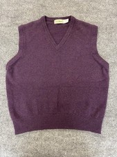 L. L. Bean 100 Lambs Wool Purple V Neck Sweater Vest Size L Made in Scotland