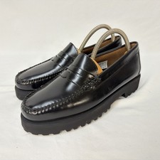 NEW G.H. BASS WEEJUNS BLACK LEATHER 90S CHUNKY PENNY LOAFER SIZE 9 NWOB LUG SOLE