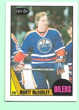 (1) MARTY MCSORLEY 1987-88 O-PEE-CHEE # 205 OILERS  ROOKIE NM  CARD (N3533). rookie card picture